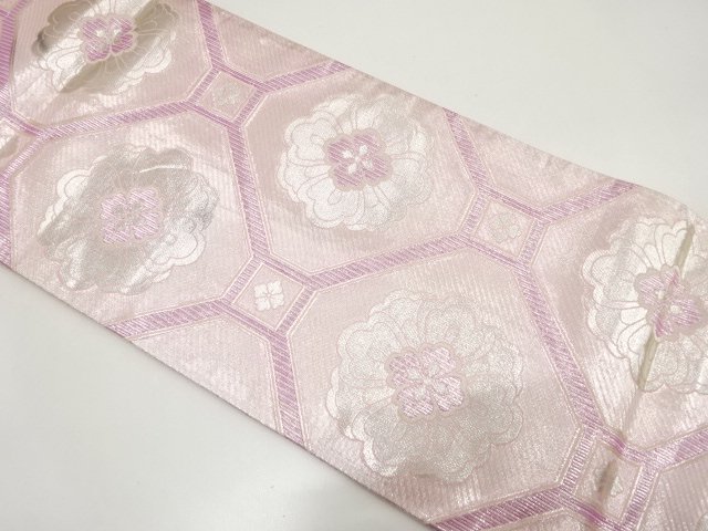 JAPANESE KIMONO / ANTIQUE FUKURO OBI / SILK / WOVEN FLORAL SHOKKO